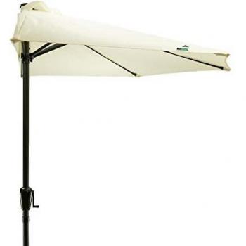MaxxGarden Sombrilla Semicircular Ø 270 cm - Parasol para Pared de Jardín con Manivela y Mástil de Aluminio de Ø38 mm – para Terraza, Balcón – Base no incluida - Gris