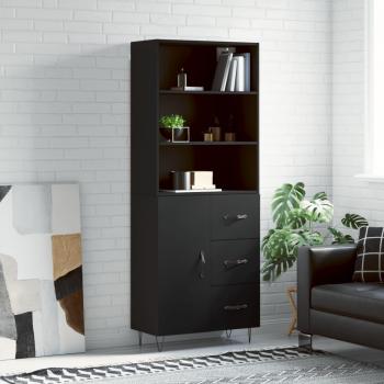 Aparador alto de madera contrachapada negro 69,5x34x180 cm