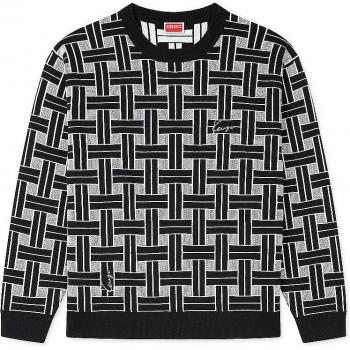 Kenzo Men's Black Round-Neck Jacquard Knit Pullover Size S