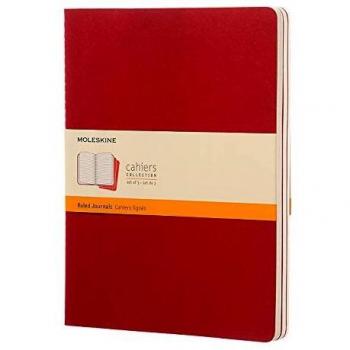 Set de 3 cuadernos Cahier XL a rayas color rojo arándano Moleskine