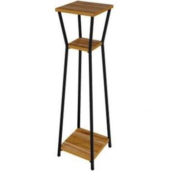 LEVIRA Jardinera, Soporte para Plantas Pyrus - 24 x 24 x 80 - Negro y Nogal Tróia