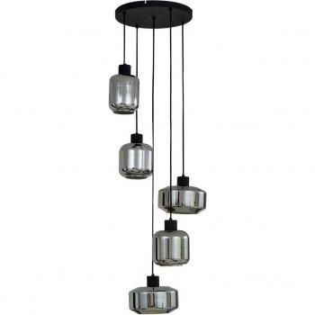 Lámpara colgante Lindby Hildur, Ø 35 cm, cristal ahumado, E27