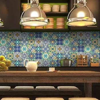 Ambiance Live BVBA Pack De 9 Adhesivos Azulejos VintageMulticolor