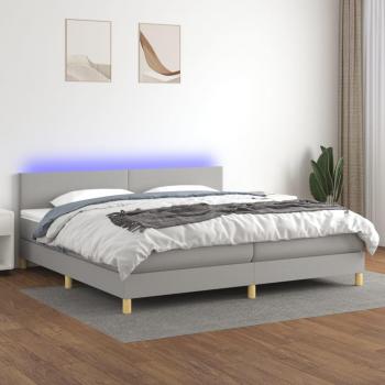 Colchón de cama box spring con muelles y tela LED gris claro 200x200 cm