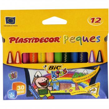 BIC Plastidecor Peques, Caja de 12 Ceras Triangulares, Multicolor, Ideal para Niños Pequeños