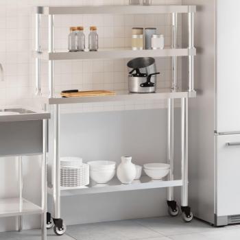 Mesa de Trabajo de Acero Inoxidable para Cocina con Estante