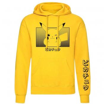 Sudadera con capucha gaming de Pokémon - Pikachu Katakana - S XXL - Amarillo