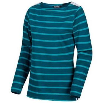 Regatta - Camiseta de Manga Larga con Estampado de algodón para Mujer, Mujer, Camisetas/Polos/Camisetas, RWT186 2GR08L, Verde Azulado/Deep Lake, 36
