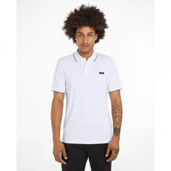 Calvin Klein Men's Slim Fit Short Sleeve Stretch Pique Polo with Tipping in Bright White