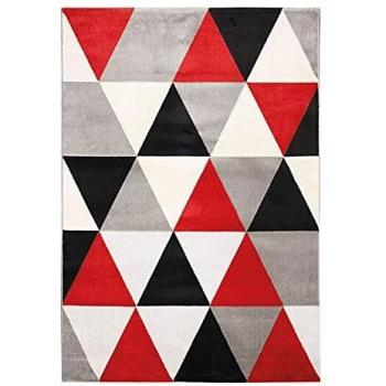 Alfombra decorativa de triángulos rojos 150x220 cm - Polipropileno
