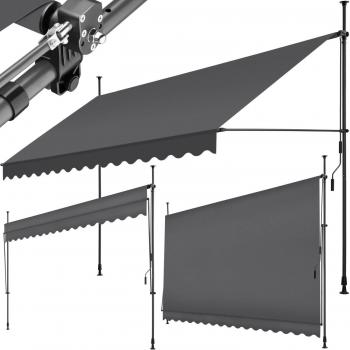 Toldo plegable para balcón con manivela, ajustable en altura - Funcional, estructura de acero con revestimiento en polvo, cilindro de aluminio ligero, barras telescópicas con pies roscados para un montaje rápido y sencillo