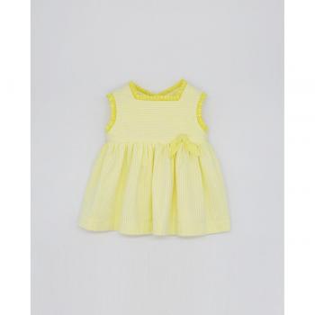 Vestido de bebé niña rayas amarillas escote cuadrado