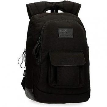 Pepe Jeans Denton Mochila para Portátil 15,6 Negro 31x44x20 cms Poliéster Reciclado 27.28L