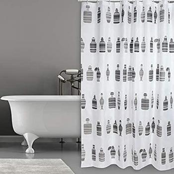 Cortina de Baño MSV Moshi Chocolate Poliéster 180x200cm