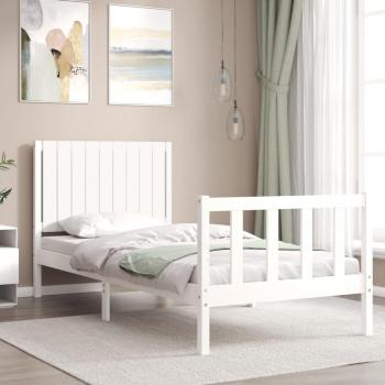 Cabecero de cama individual blanco de madera maciza con diseño único