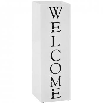 vidaXL Umbrella Stand Welcome Steel White
