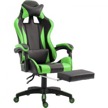 Sillón Reclinable Gaming AZRACE OFFIX3 con Reposapiés Ecopiel Verde