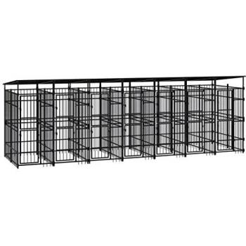 vidaXL Outdoor Dog Kennel with Roof Steel 12.9 m²