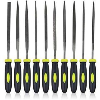 10 Pcs Juego de Limas,Jinhuaxin Juego de limas Multiusos en Acero con Alto Contenido de Carbono Incluye Lima Plana Triángulo Semirredondas Redondas Limas de Agujas para Metal Madera
