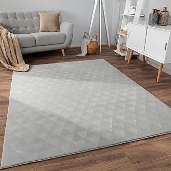 Alfombra Salon Boho Geometrico Monocromo, Pelo Corto, Motivo Boho Chic, Antideslizante, Tamaño: 80x150 cm, Color: Gris 2
