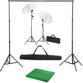 Kit Estudio Fotográfico con Telón de Fondo, Lámparas y Paraguas