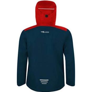 Chaqueta Bergen para Niños - Impermeable, Color Rojo Brillante/Azul Místico, Talla 128