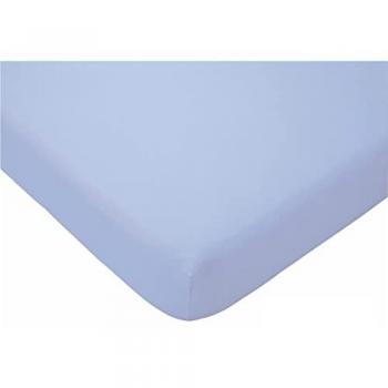 Sábana Bajera Ajustable 50% Algodón 50% Poliéster Tacto Suave - Colores Lisos (Azul Claro, Cama 150-150x200+30cm)
