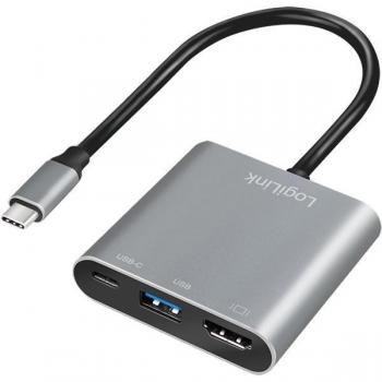 Adaptador Logilink UA0390 USB C a HDMI con USB-A y USB-C PD UHD 4K/60 Hz