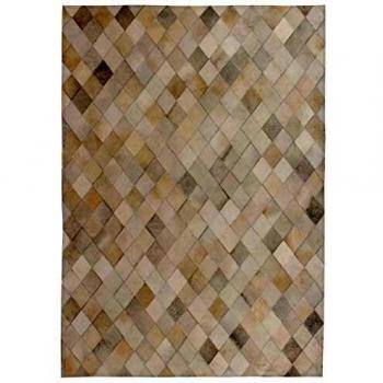 vidaXL Alfombra Retazos de Cuero 160x230 cm Rombos Gris Tapete Estera Moqueta
