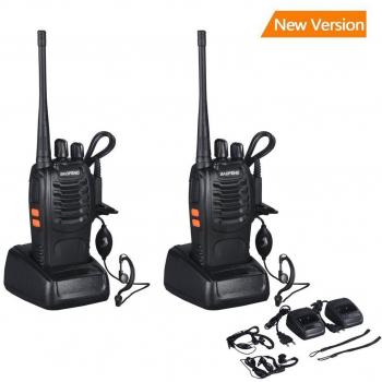 Walkie Talkie BF-888S VHF / UHF Transceptor FM 400-470MHz)Walkie Talkie Electrónico de Linterna Recargable 5W 16Ch con la Radio Bidireccional del Receptor de Cabeza