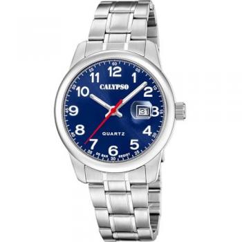 Reloj Calypso Basic K5872/4 Azul Hombre - Acero Inoxidable 316l, Esfera Azul, Correa Plateada