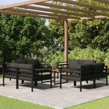 9-Piece Anthracite Aluminum Garden Lounge Set with Cushions