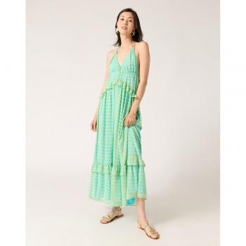 Naf Naf - Vestido largo con cuello halter y estampado de mosaico