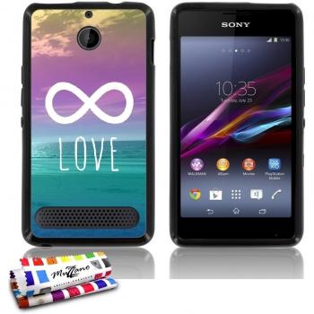 Carcasa Flexible Ultra-Slim SONY XPERIA E1 de exclusivo motivo [Infinity Love] [Negra] de MUZZANO  + ESTILETE y PAÑO MUZZANO REGALADOS - La Protección Antigolpes ULTIMA, ELEGANTE Y DURADERA para su SONY XPERIA E1