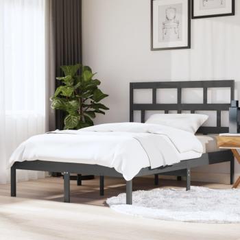 Estructura de cama King en madera maciza gris 150x200 cm