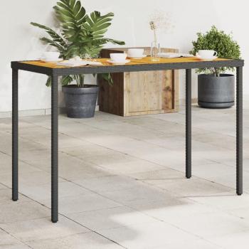 Mesa de jardín Acacia negra 115x54x74 cm Polyrattan