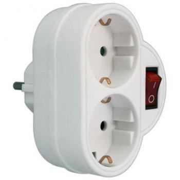 Adaptador de corriente con doble salida y interruptor individual 16A/250V, protección infantil - Electro DH 36.088