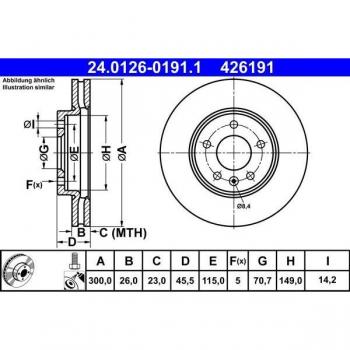 Disco de freno ATE 24.0126-0191.1, ventilado, altamente carbonizado, 1 pieza