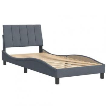 Estructura de cama con cabecero terciopelo gris oscuro 80x200 cm