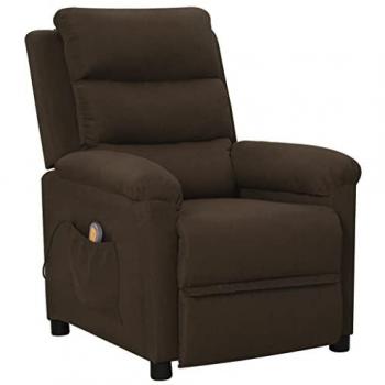 Sillón de masaje eléctrico tela marrón oscuro