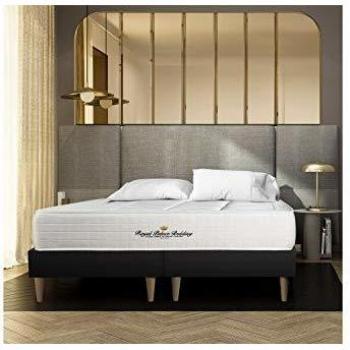 Conjunto de Cama Royal Palace - Base Tapizada Negra + Colchón con Muelles Ensacados y Viscoelástica 160x200 cm - Altura 26 cm - Confort Equilibrado