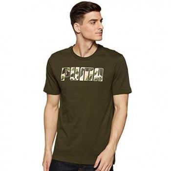 PUMA Rebel Camo Fill tee Camiseta de Manga Corta, Hombre, Verde, M