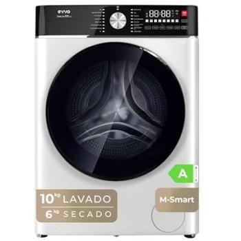 Lavadora Secadora EVVO Nature M10/6, 10 kg lavado + 6 kg secado, 1400 rpm, Motor Inverter BLDC, Lavado Rápido 15', Vapor, Fin diferido 24 h