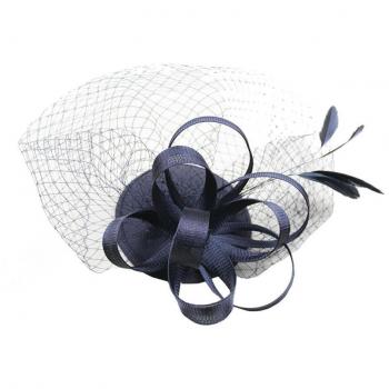 UDreamTime Las mujeres elegantes de la pluma del cóctel de malla sombrero de Fascinator Clip Accesorios para el cabello Negro