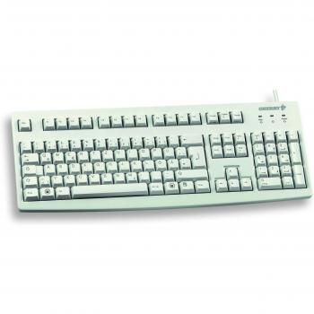 Teclado CHERRY G83-6105 USB QWERTY Ruso/Alemán, Gris Claro, Industrial, Tkeys Abrasión Resistente y Fácil Limpieza