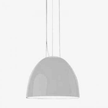 Lámpara Colgante LED Nur Mini Gloss Blanca de Artemide, Fabricada en Aluminio y Cristal, Dimensiones: 28.5 x 36 cm