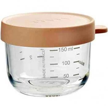 BÉABA Tarros de Conservación para Bebé, Tupper en Cristal, Resistente al calor, Recipientes para guardar la comida de Bebé, Con indicador de cantidad, 1x 150ml, Rosa