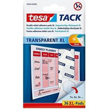 Pack de 36 puntos adhesivos tesa TACK, XL, transparentes, 36 PCS
