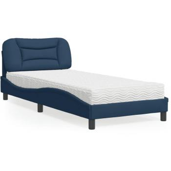 Cama con colchón tela azul 80x200 cm