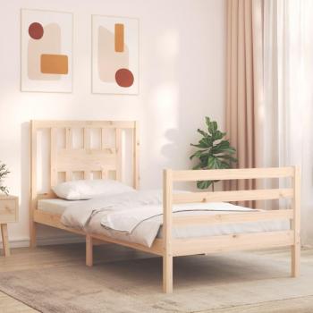 Estructura de cama con cabecero de madera maciza vidaXL Marrón